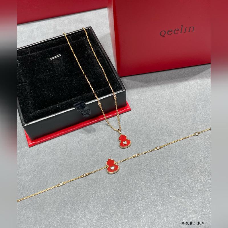 V金材質 4670210 qeelin麒麟紅葫蘆帶心形手鍊，簡約的線條刻畫Wul