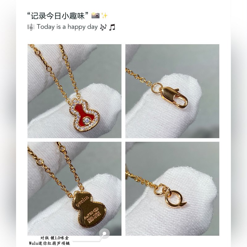 V金鍍咪金 2110250 麒麟迷你一點(diǎn)鑽紅葫蘆項(xiàng)鍊，高顔值 上身效果很贊 很百