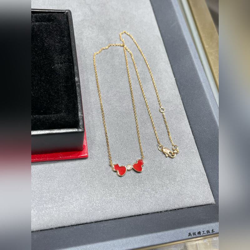 V金材質 4670190 麒麟紅瑪瑙雙葫蘆項鍊，簡約的線條刻畫Wulu優美的形態