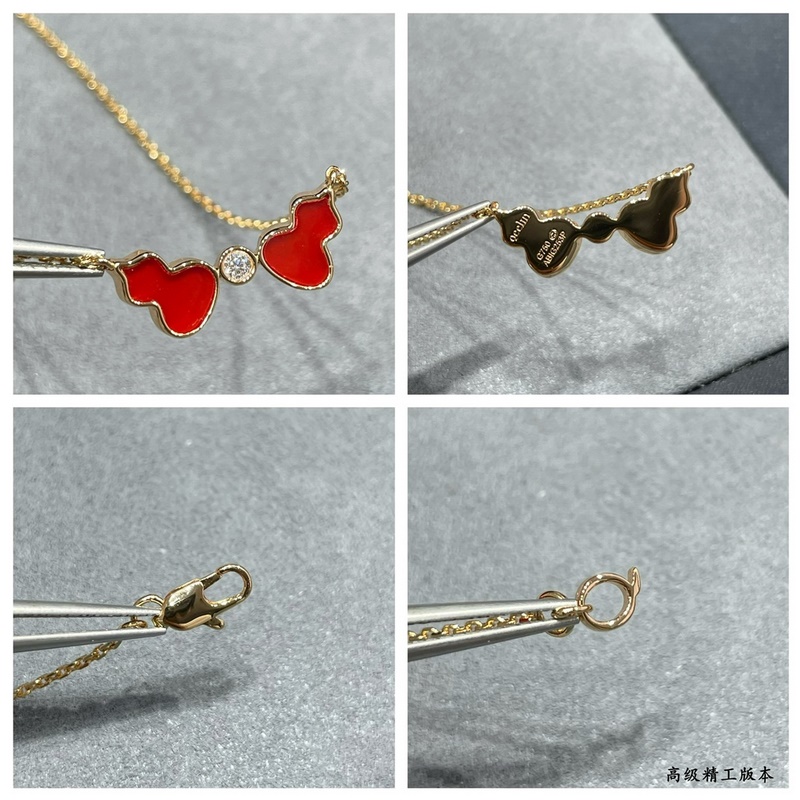 V金材質 4670190 麒麟紅瑪瑙雙葫蘆項鍊，簡約的線條刻畫Wulu優美的形態