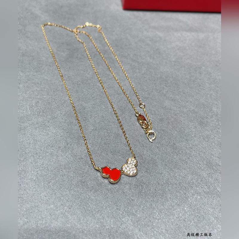 V金材質 4670190(紅 鑽)wulu麒麟雙葫蘆項鍊 超Q款 簡約的線條刻畫