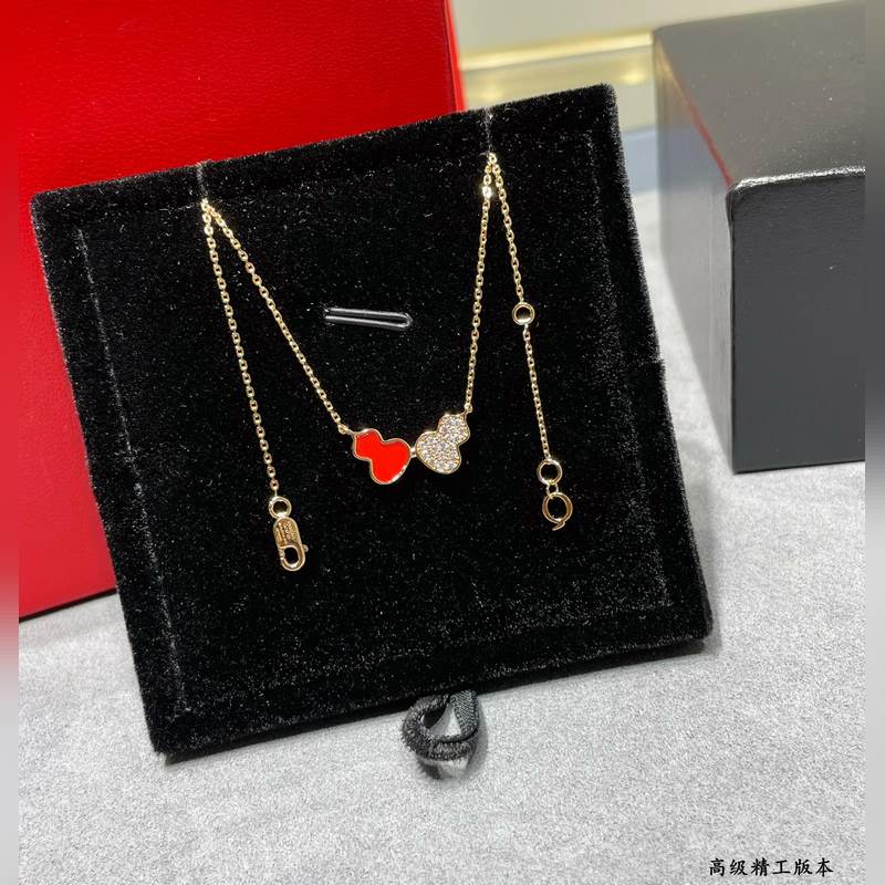 V金材質 4670190(紅 鑽)wulu麒麟雙葫蘆項鍊 超Q款 簡約的線條刻畫