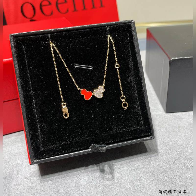 V金材質 4670190(紅 鑽)wulu麒麟雙葫蘆項鍊 超Q款 簡約的線條刻畫