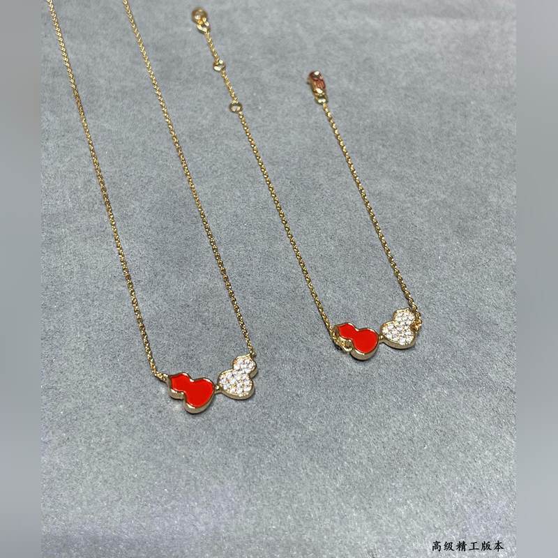 V金材質 4670190(紅 鑽)wulu麒麟雙葫蘆項鍊 超Q款 簡約的線條刻畫