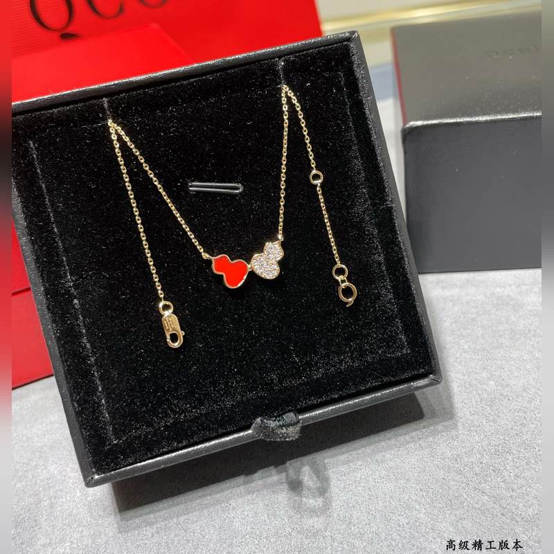 V金材質 4670190(紅 鑽)wulu麒麟雙葫蘆項鍊 超Q款 簡約的線條刻畫