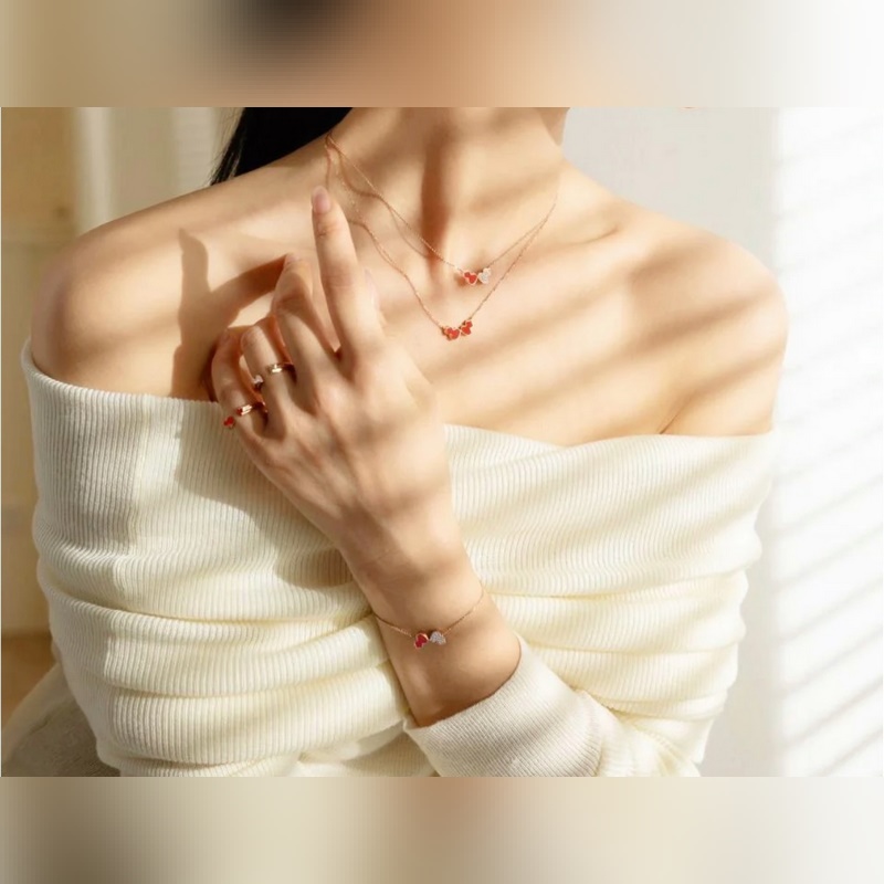 V金材質 4670190(紅)wulu麒麟雙葫蘆項鍊 超Q款 簡約的線條刻畫Wu