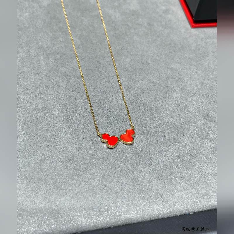 V金材質 4670190(紅)wulu麒麟雙葫蘆項鍊 超Q款 簡約的線條刻畫Wu