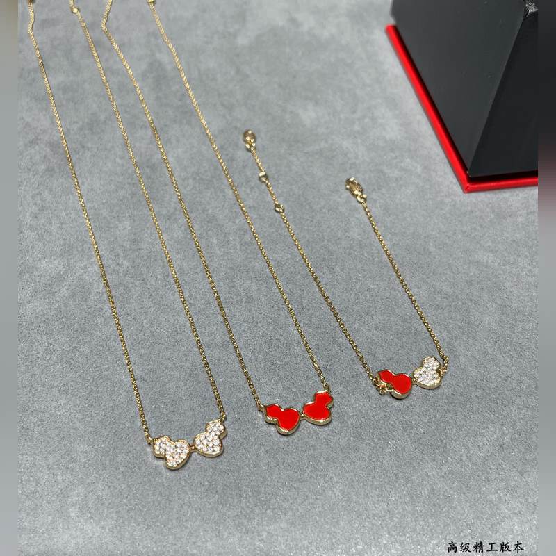 V金材質 4670190(紅)wulu麒麟雙葫蘆項鍊 超Q款 簡約的線條刻畫Wu