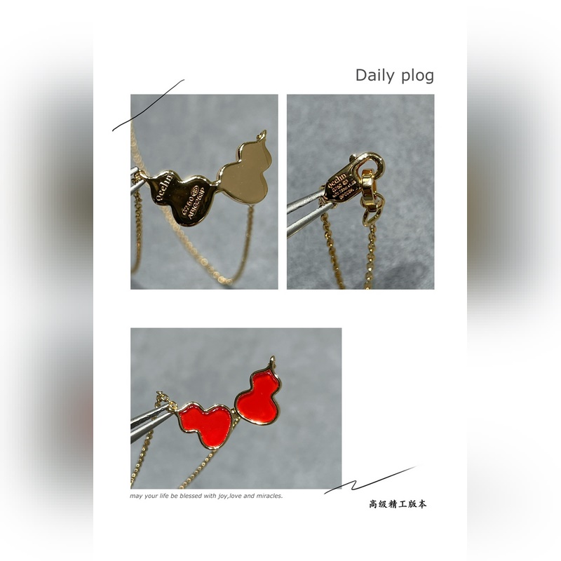 V金材質 4670190(紅)wulu麒麟雙葫蘆項鍊 超Q款 簡約的線條刻畫Wu