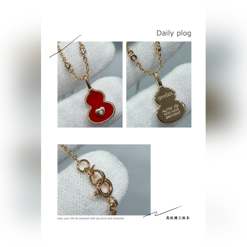 V金材質 4670230 qeelin麒麟紅葫蘆帶心形項鍊，簡約的線條刻畫Wul