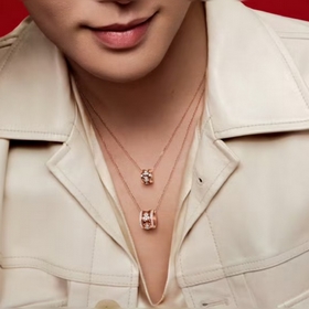 V金材質 5140210 麒麟圓圈葫蘆兩邊無鑽項鍊，福祿永恒-以圓鼓為靈感的Qe