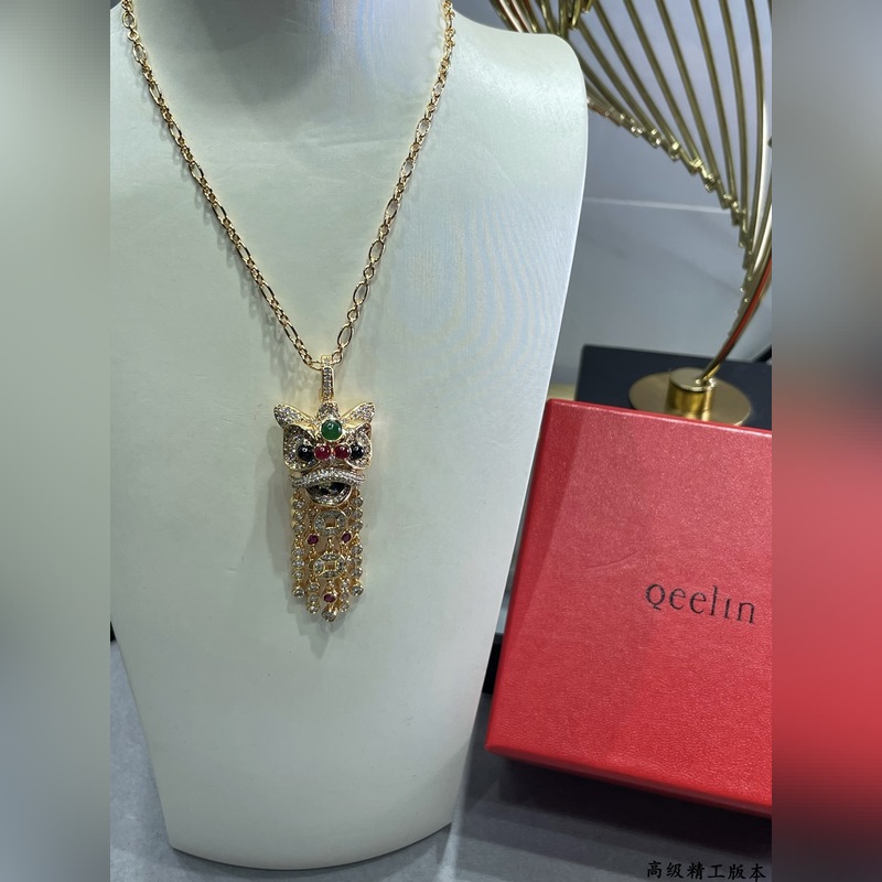 V金材質  高品質貨源 麒麟銅錢錢款流蘇獅子項鍊 寓意極好 按照18K金産品