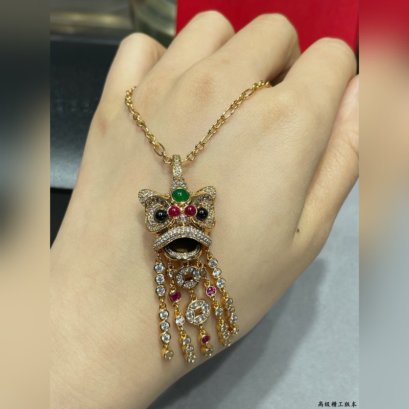 V金材質  高品質貨源 麒麟銅錢錢款流蘇獅子項鍊 寓意極好 按照18K金産品