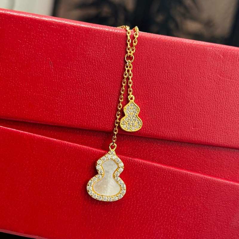 麒麟 高端珠寶 天然 白貝母 葫蘆流蘇 項鍊 女神同款 葫蘆寓意有福祿[奸笑][