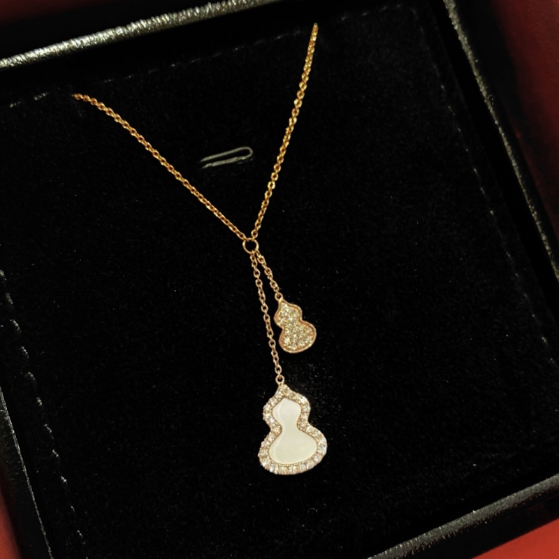 麒麟 高端珠寶 天然 白貝母 葫蘆流蘇 項鍊 女神同款 葫蘆寓意有福祿[奸笑][