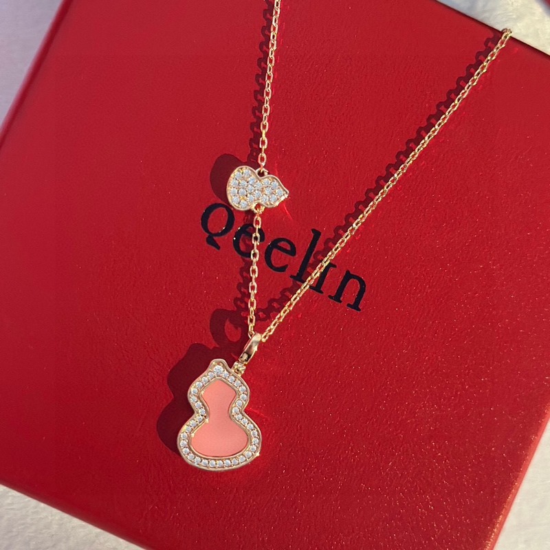 qeelin麒麟 高端珠寶 蛋白粉陶瓷 大小葫蘆 項鍊 女神同款 葫蘆寓意有福祿