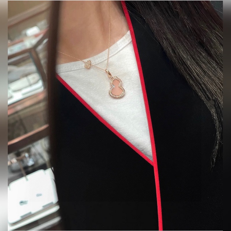 qeelin麒麟 高端珠寶 蛋白粉陶瓷 大小葫蘆 項鍊 女神同款 葫蘆寓意有福祿