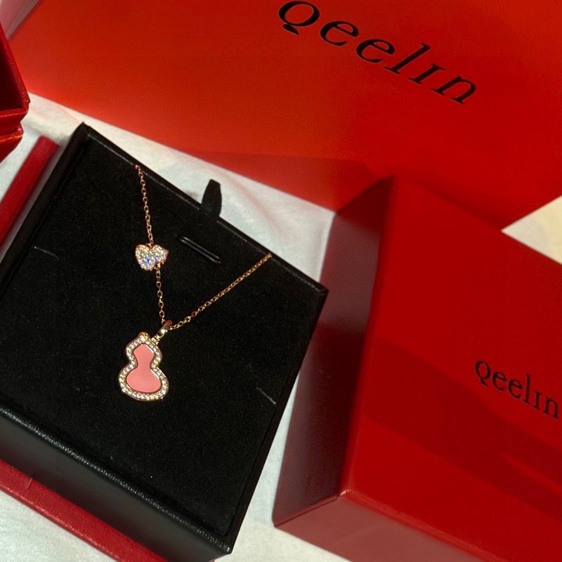 qeelin麒麟 高端珠寶 蛋白粉陶瓷 大小葫蘆 項鍊 女神同款 葫蘆寓意有福祿