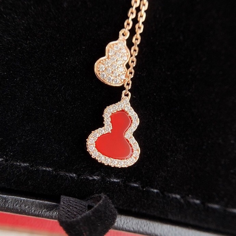 [原單對版] (配全套包裝) Qeelin麒麟綠翡翠雙葫蘆項鍊 麒麟新款，全網