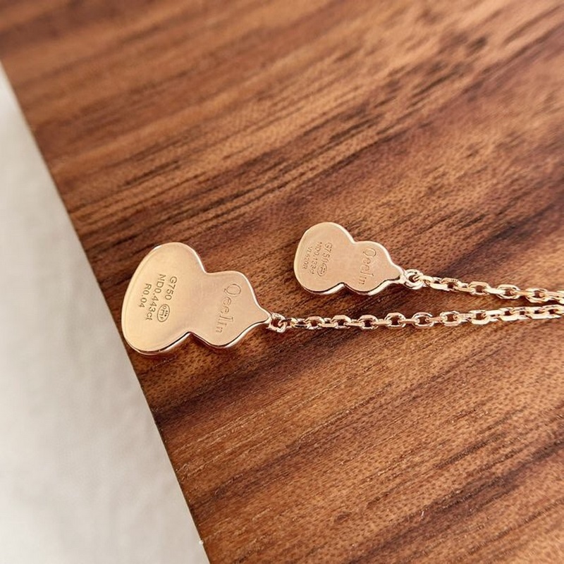 [原單對版] (配全套包裝) Qeelin麒麟綠翡翠雙葫蘆項鍊 麒麟新款，全網