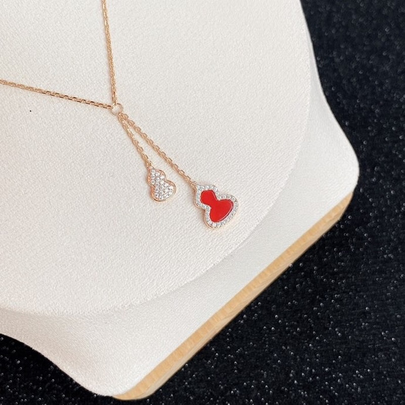 [原單對版] (配全套包裝) Qeelin麒麟綠翡翠雙葫蘆項鍊 麒麟新款，全網