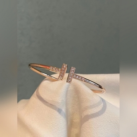 [原單對版] (配全套包裝) Tiffany 蒂芬妮雙T滿鑽手鐲 現(xiàn)貨有手寸齊