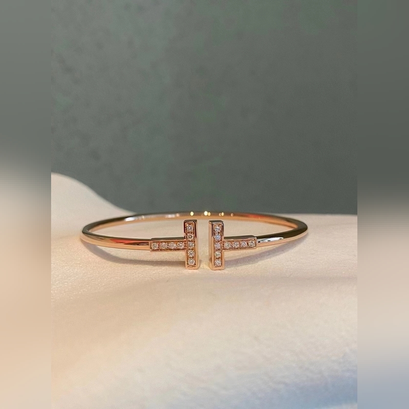 [原單對版] (配全套包裝) Tiffany 蒂芬妮雙T滿鑽手鐲 現貨有手寸齊