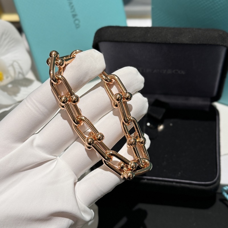 [原單對版] (配全套包裝) Tiffany 蒂芬妮#鍊環光金豪華手鍊 Tif