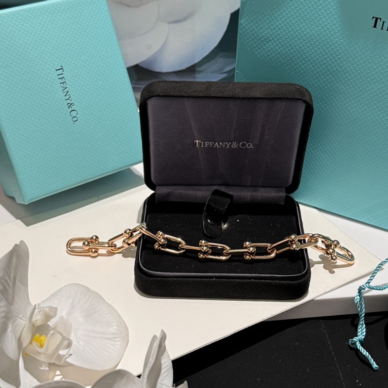 [原單對版] (配全套包裝) Tiffany 蒂芬妮#鍊環光金豪華手鍊 Tif