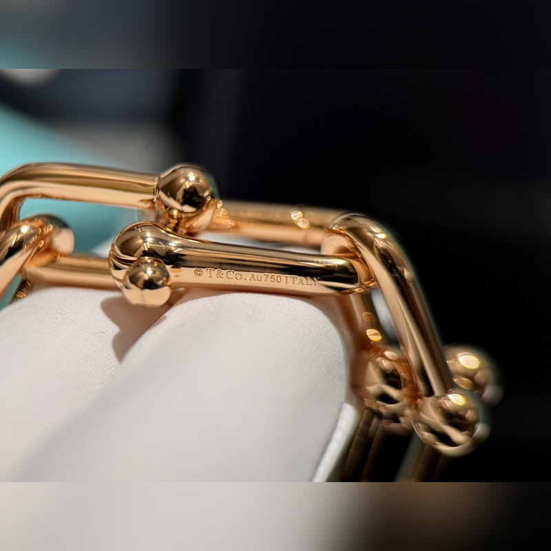 [原單對版] (配全套包裝) Tiffany 蒂芬妮#鍊環光金豪華手鍊 Tif