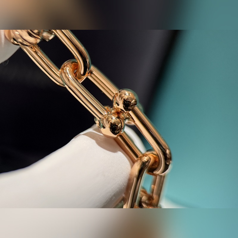 [原單對版] (配全套包裝) Tiffany 蒂芬妮#鍊環光金豪華手鍊 Tif