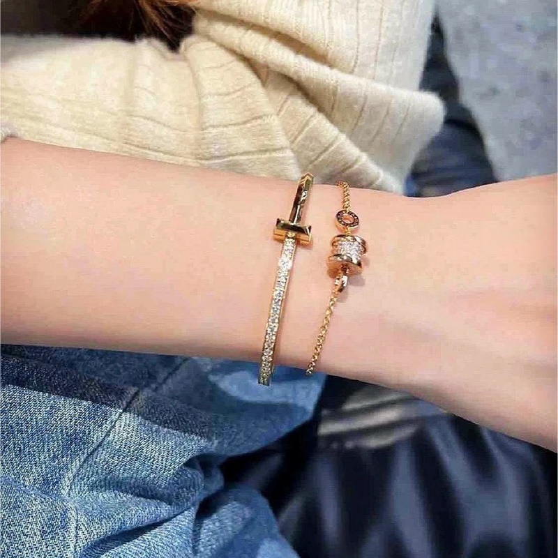 [原單對版] (配全套包裝) Tiffany 蒂芬妮經典t1半鑽手鐲 疊帶超好