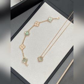 [原單對(duì)版]項(xiàng)鍊+手鍊 梵克雅寶 Van Cleef & Arpels間鑽灰貝母