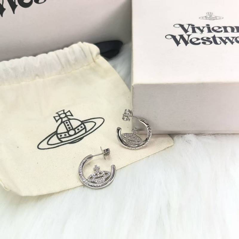 西太後字母C形微鑲土星耳環女小衆設計高級感時尚輕奢百搭耳釘耳飾爆款