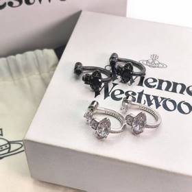 西太後現貨水滴開口耳環 銀色黑色土星耳勾