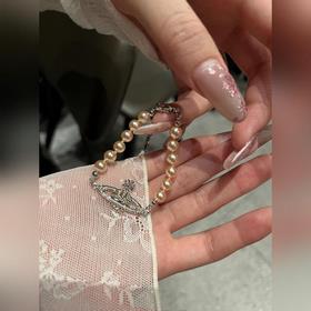 [原單對版] (配全套包裝) 西太後土星鑲鑽珍珠手鍊Vivienne West