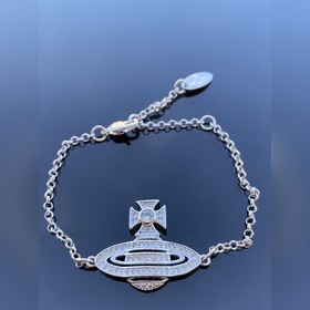 西太後手鍊 VIVIENNE WESTWOOD 土星鏤空鑲鑽手鍊 白金