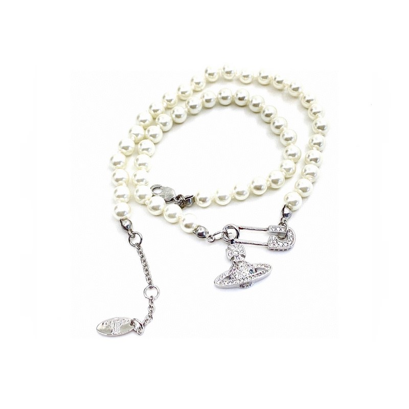 [原單對版] (配全套包裝) 西太後 土星珍珠別針滿鑽項鍊