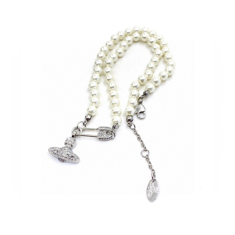 [原單對版] (配全套包裝) 西太後 土星珍珠別針滿鑽項鍊