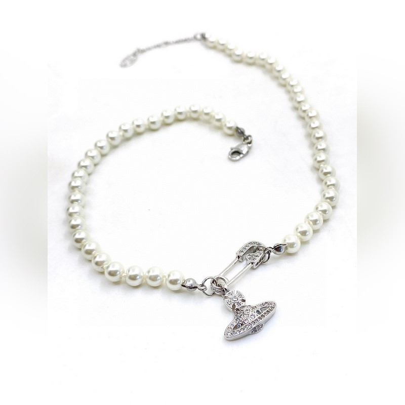 [原單對版] (配全套包裝) 西太後 土星珍珠別針滿鑽項鍊