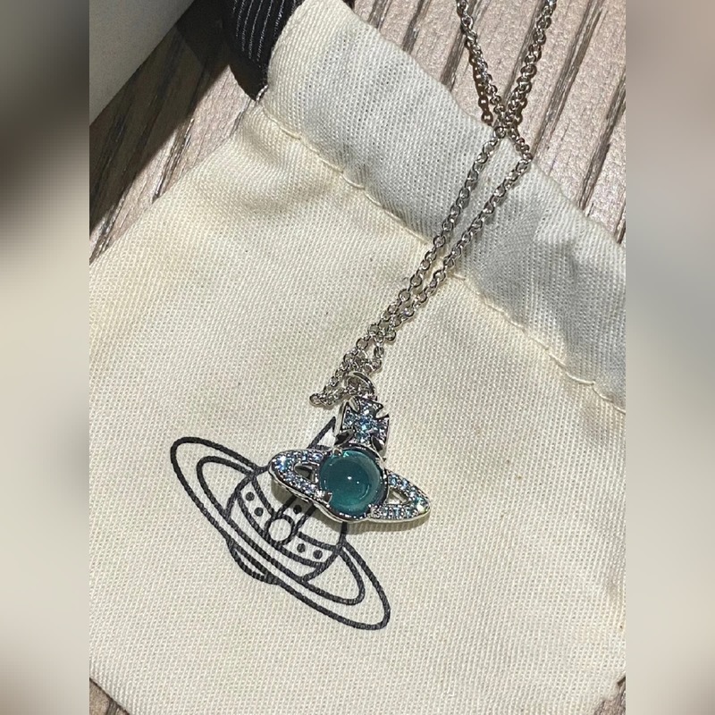 西太後幸運西湖藍星球項鍊+耳釘。