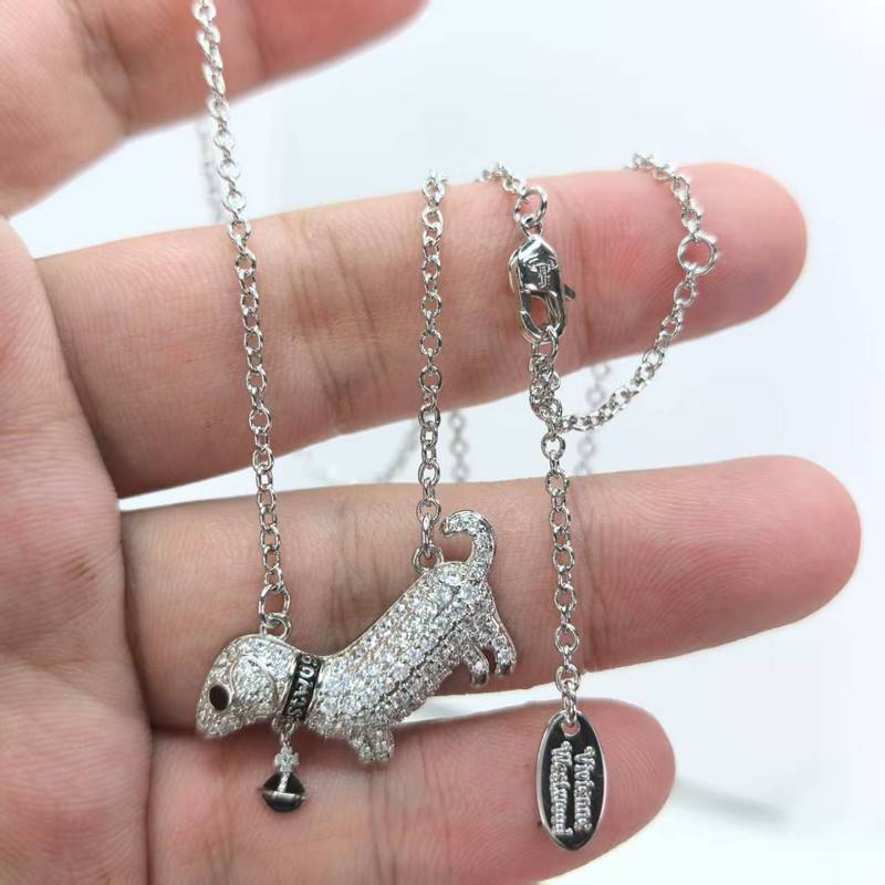 西太後小狗滿鑽土星琺瑯項鍊女小紅書同款氣質輕奢感鎖骨鍊