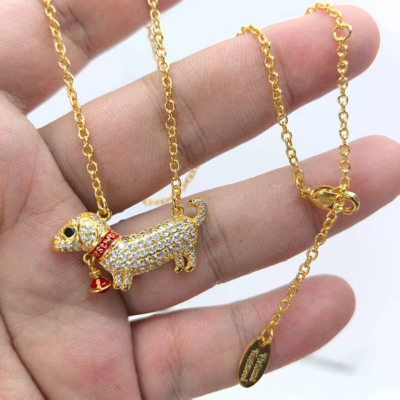 西太後小狗滿鑽土星琺瑯項鍊女小紅書同款氣質輕奢感鎖骨鍊