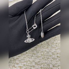 西太後平面別針鍊條 高階版本白金鋯石項鍊