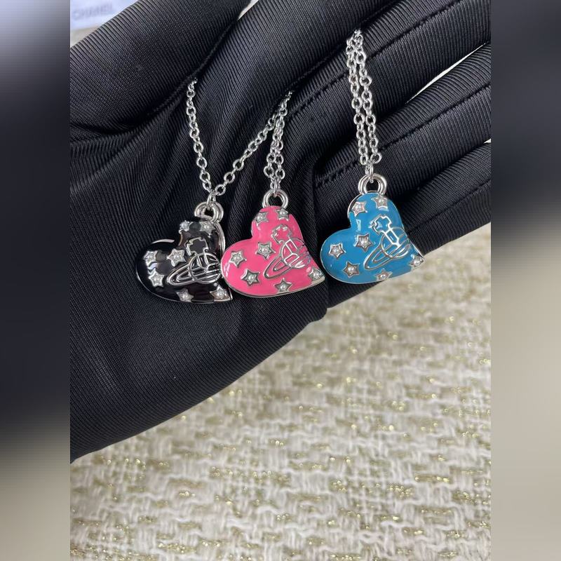 西太後滿天星愛心 雙面珍珠款 3色可選 白金項鍊