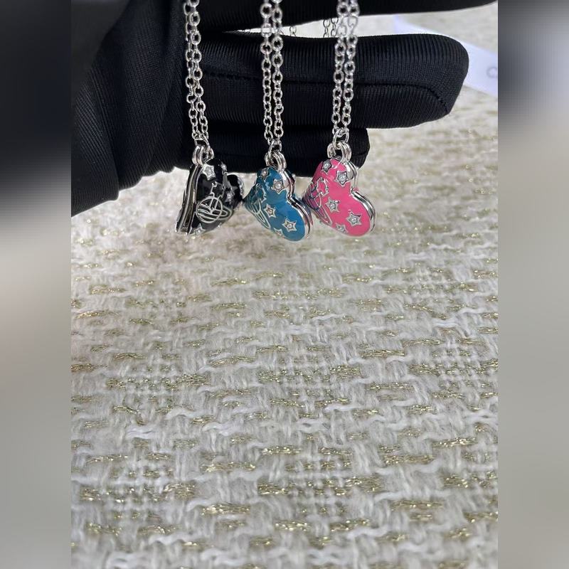 西太後滿天星愛心 雙面珍珠款 3色可選 白金項鍊