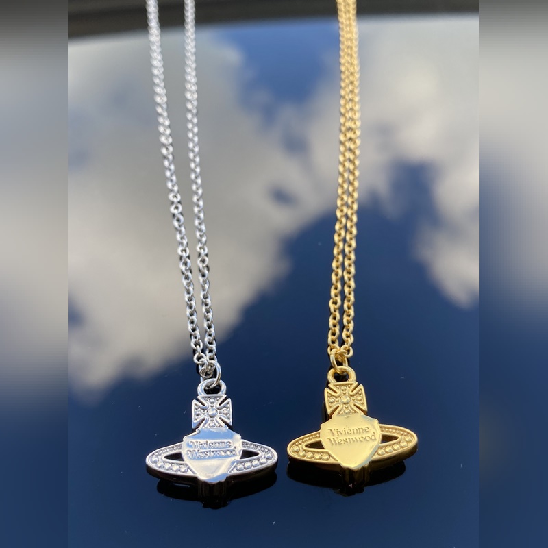 西太後項鍊 VIVIENNE WESTWOOD 土星鑲鑽愛心項鍊 白金 黃金色