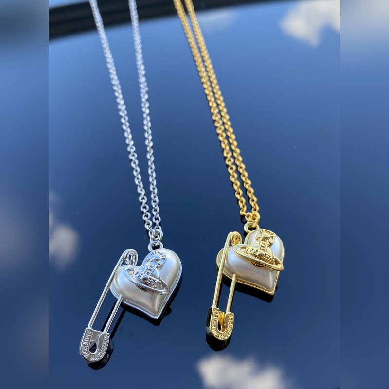 西太後項鍊 VIVIENNE WESTWOOD 愛心別針項鍊 白金 黃金色