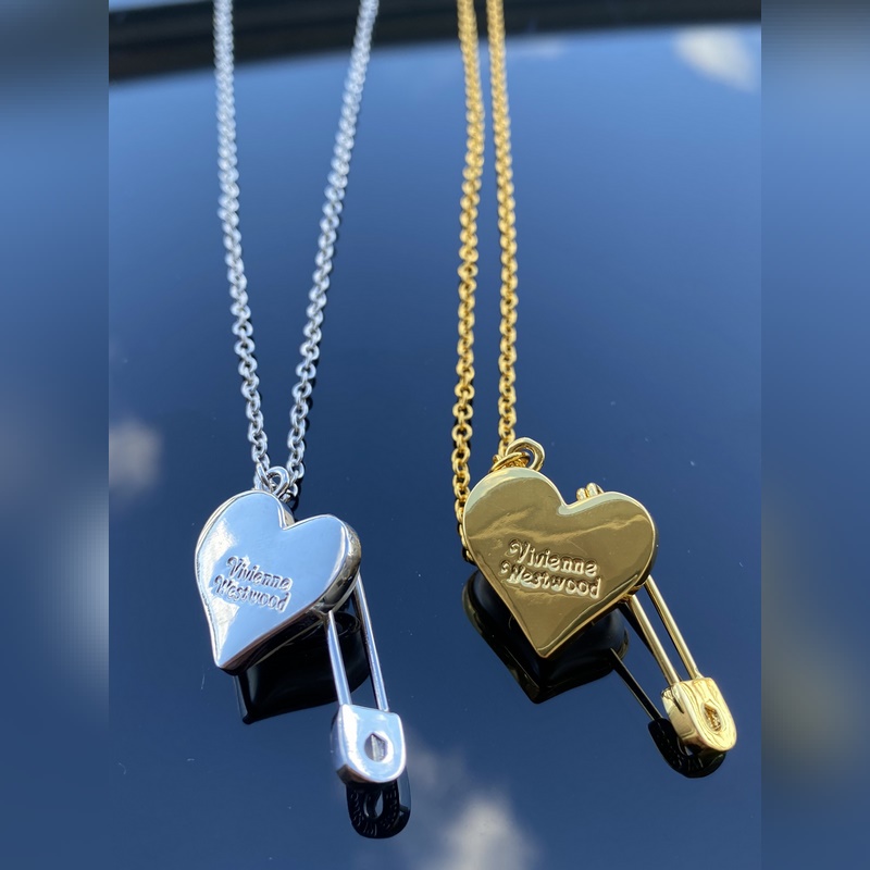 西太後項鍊 VIVIENNE WESTWOOD 愛心別針項鍊 白金 黃金色