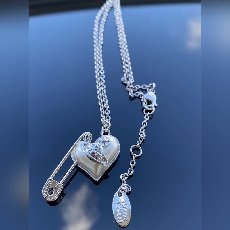 西太後項鍊 VIVIENNE WESTWOOD 愛心別針項鍊 白金 黃金色